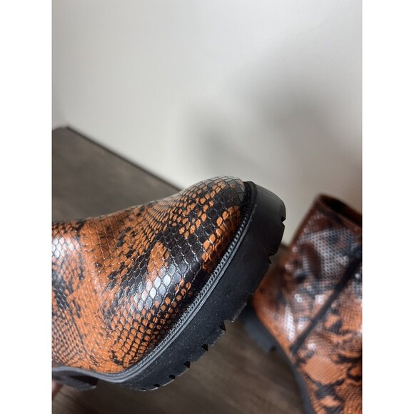 ASOS Animal Snake Print Heeled Combat Style Boots Womens Size 8 - Picture 7 of 12